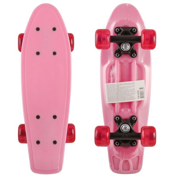Пластиковый мини-скейтборд розовый