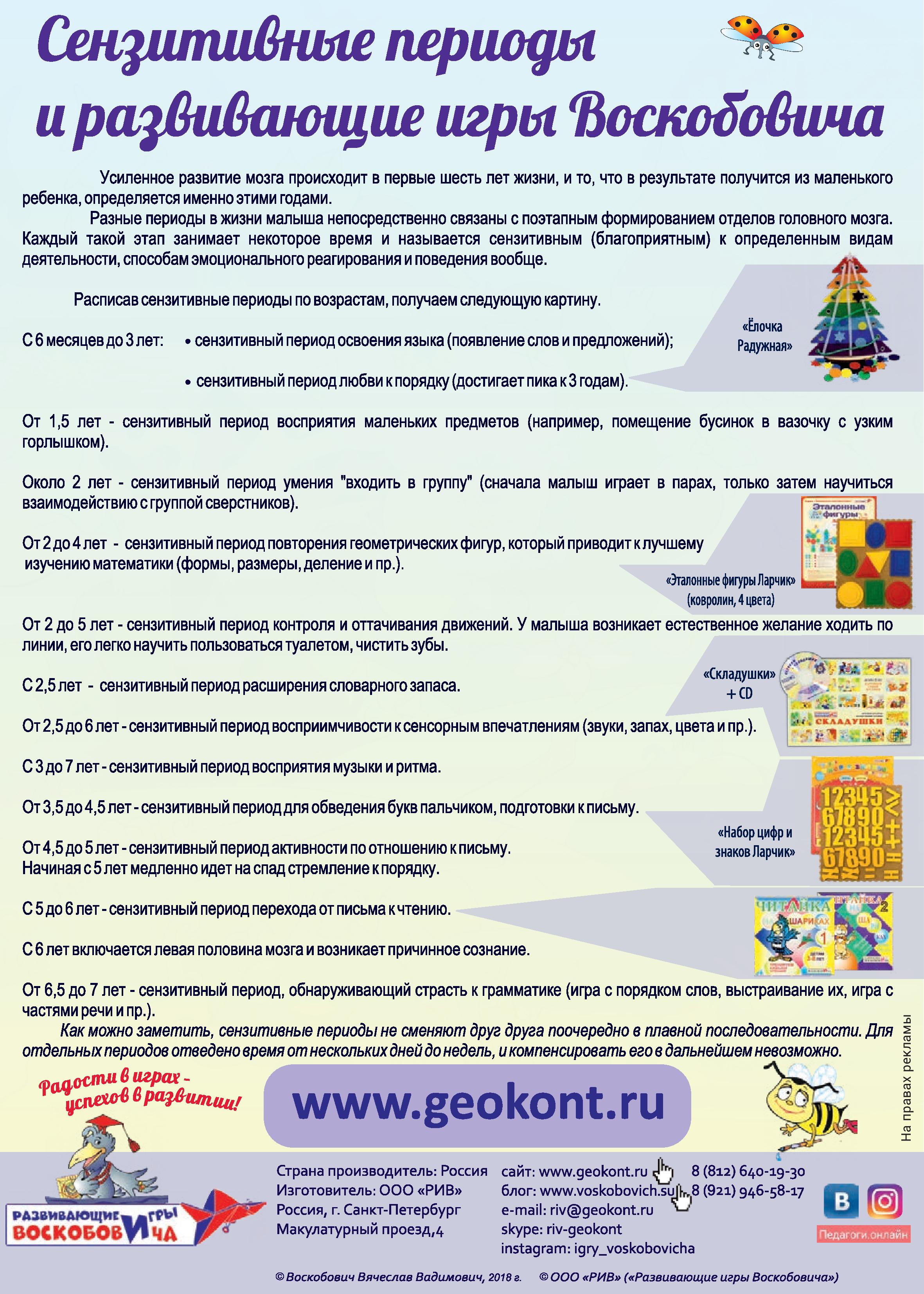 Сензитивные периоды и развивающие игры Воскобовича