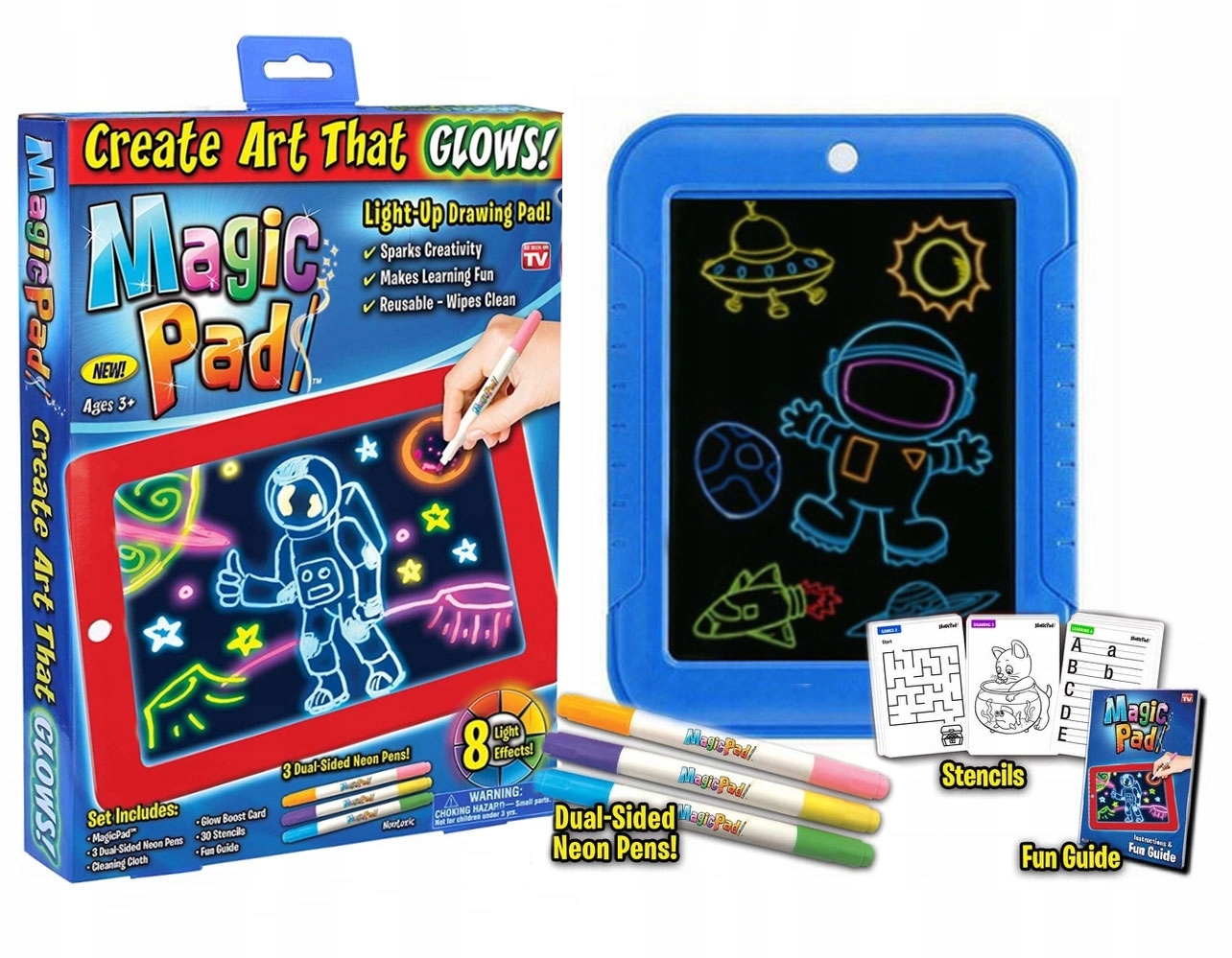 Разноцветные неоновые рисунки со световым планшетом Magic Pad