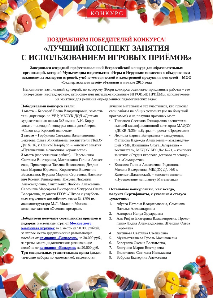 Поздравляем победителей конкурса Поздравляем победителей конкурса