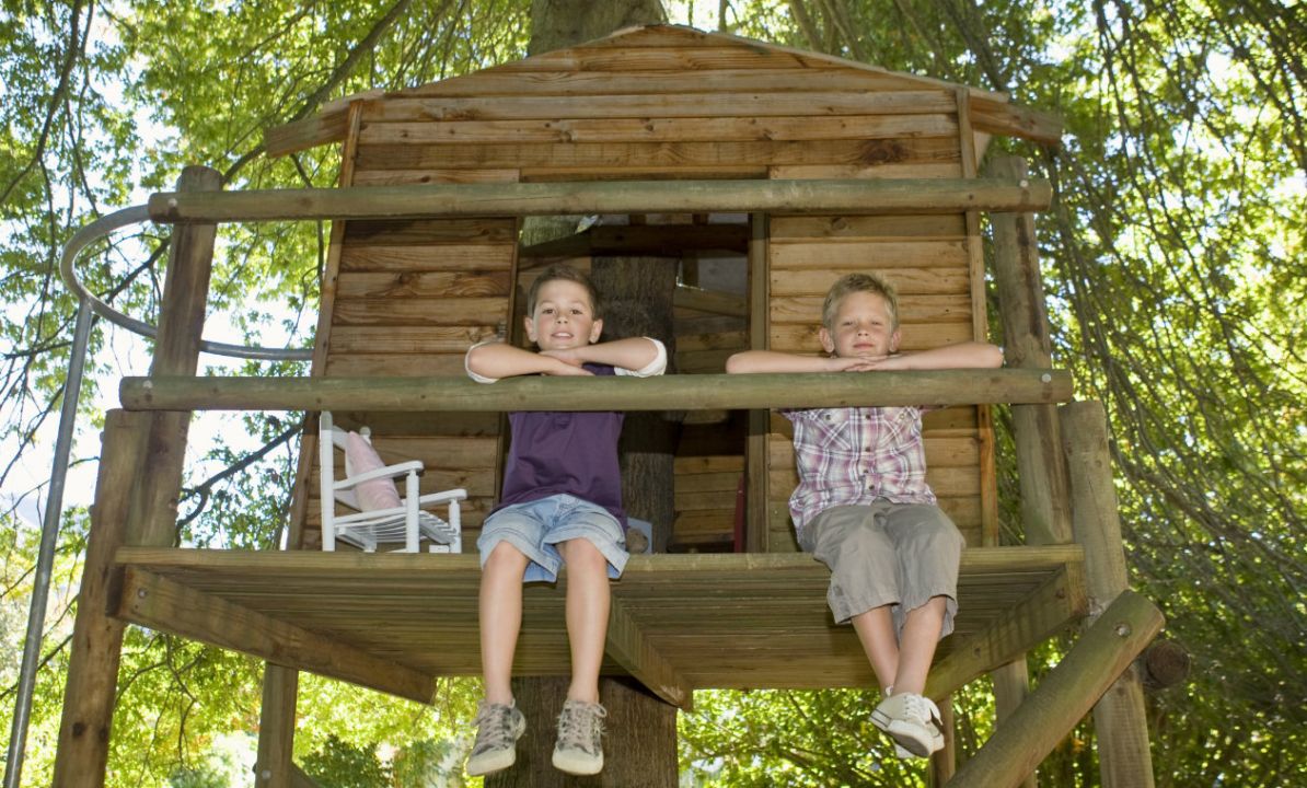 Дети в домике на дереве