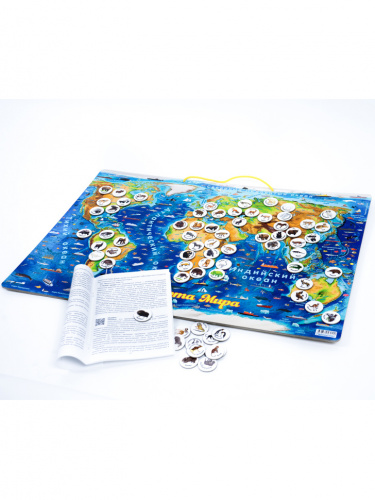 Магнитный геопазл «Карта мира» + игровой набор «Животные мира»