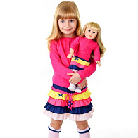 Комплект Mia для девочки: юбка-каскад цветная и лонгслив фуксия
