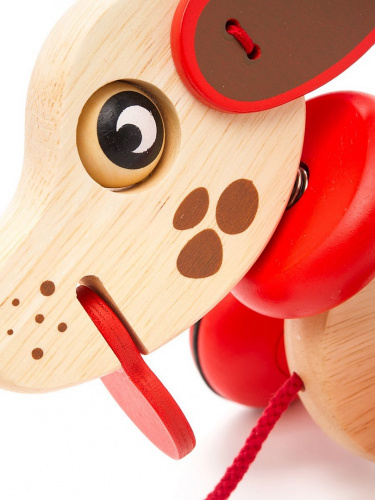 Деревянная игрушка-каталка «Собака Бровни»