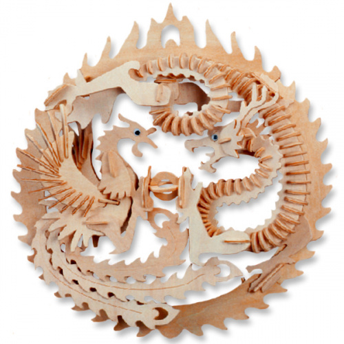 Сборная деревянная модель «Дракон и Феникс»