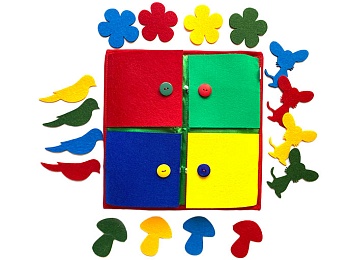 Комплект сенсорных квадратов в сумке для хранения. Красный квадрат «Разноцветные окошки» Комплект сенсорных квадратов в сумке для хранения. Красный квадрат «Разноцветные окошки»