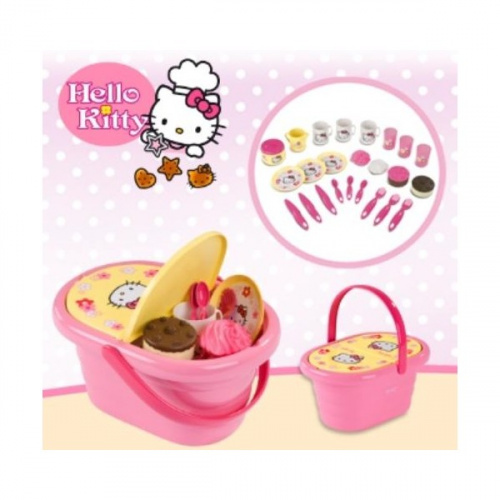 Набор посудки для пикника Hello Kitty в корзинке