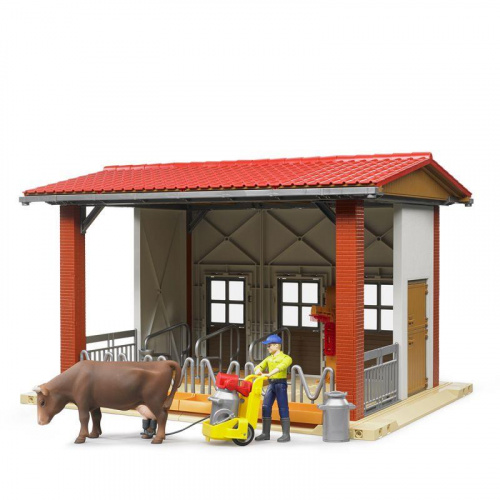 Игровой набор «Ферма с коровой и рабочим»