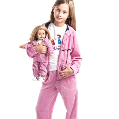 Спортивный костюм Mia 2 в 1 розовый велюр (куртка, штаны)