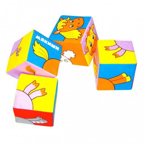 Кубики «Домашние животные» с тканевой перемычкой