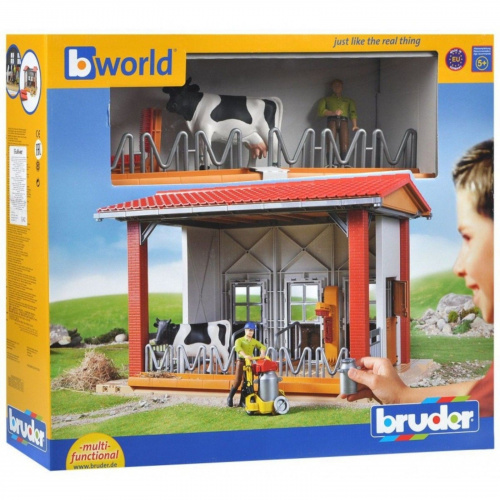 Игровой набор «Ферма с коровой и рабочим»