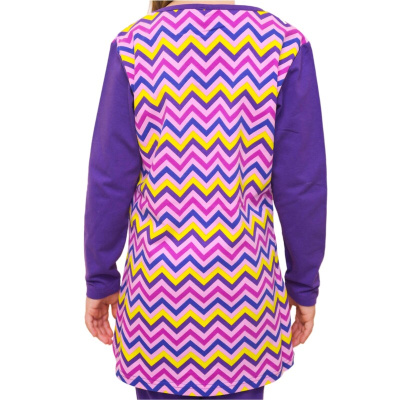 Платье-туника Mia с длинным рукавом, принт зиг-заг/фиолетовый