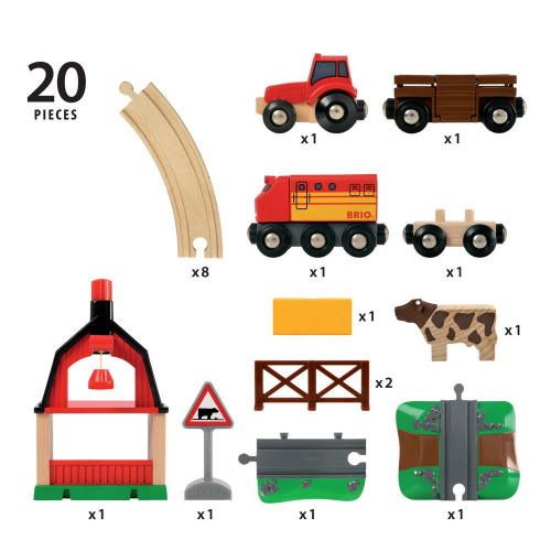 Развивающая игрушка «Деревянная ж/д с переездом и мини-фермой»