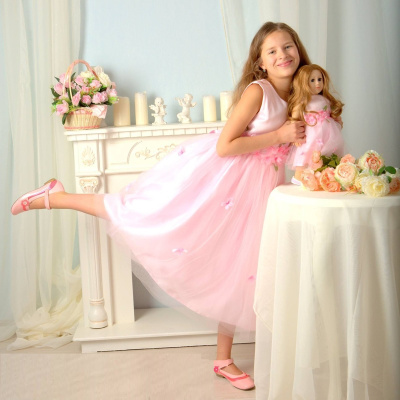 Платье Mia бальное розовое с цветами