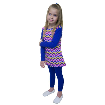 Комплект одежды Mia: платье-туника и леггинсы, принт зиг-заг/синий