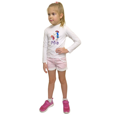 Комплект Mia для девочки: шорты розовые и лонгслив белый